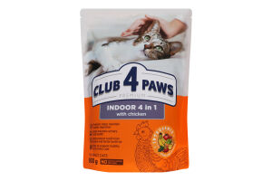 Корм сухий для дорослих котів Indoor 4 in 1 Premium Club 4 Paws д/п 900г