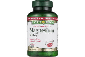Nature's Bounty High Potency Magnesium 500mg Value Size - 200 CT