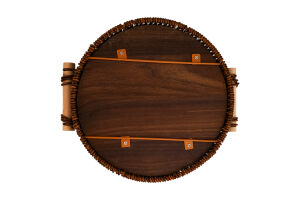 Таця плетена з ручками бамбукове дно 20см