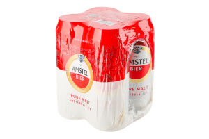 Пиво 4х500мл 5% світле фільтроване пастеризоване Amstel м/у