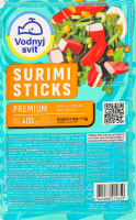 Продукт із сурімі з додаванням яєчного білка пастеризований Surimi sticks Premium Vodnyi svit охол в/у 400г