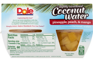 Dole Pineapple, Peach & Mango in Slightly Sweetened Coconut Water - 4 CT