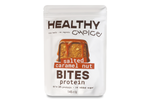 Конфета в черном шоколаде Salted caramel nut Protein bites Healthy Choice д/п 145г