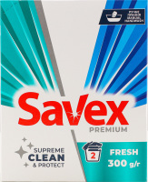 Средство моющее порошкообразное для стирки белых и цветных тканей Fresh Premium Savex 300г