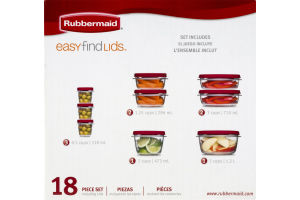 Rubbermaid Easy Find Lids Food Storage Containers - 18 CT