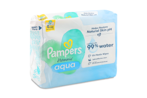Детские Влажные Салфетки Pampers Harmonie Aqua 4 Упаковок = 192 Влажных Салфеток
