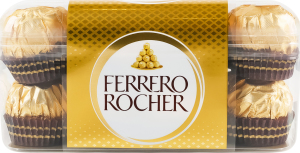 Цукерки вафельні покриті молочним шоколадом та подрібненими лісовими горіхами з начинкою Ferrero Rocher п/у 200г