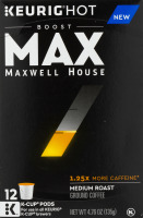 Maxwell House Medium Roast K-Cup Pods Max 1.25x More Caffeine - 12 CT