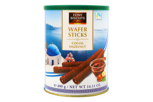 Трубочки вафельні з какао та лісовим горіхом 400г Файні Бісквітс