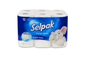 Бумага туалетная 3-х слойная Super soft Selpak 12шт