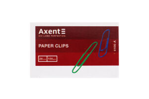 Скріпки Axent з пластиковим покриттям 100шт 4106-А