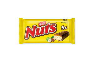 Батончик з какао, начинкою з карамеллю та цілими лісовими горіхами Nuts м/у 5х30г