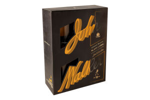 Набор Виски 0.7л 40% Black label + 2 стакана Johnnie Walker к/у 3шт
