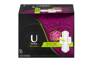 U By Kotex Clean Wear Ultra Thin Pads Heavy Flow - 16 CT