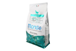 Корм сухий повнораціонний для котів з куркою Hairball Natural superpremium Monge м/у 1.5кг