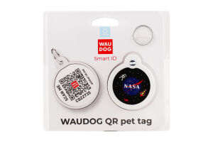 Адресник д/собак та котів Смарт АйДі НАСА з QR паспортом метал d30мм 230-0147 ВауДог