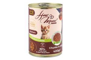 Корм д/кошенят з ягням 400г ж/б How Meow