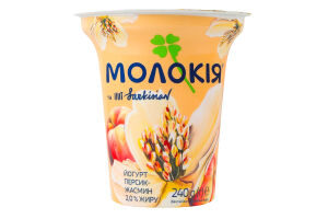 Йогурт 2% с наполнителем фруктовым пастеризованным Персик-жасмин Молокія ст 240г