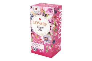 Бленд чаю квіткового та ягідного з пелюстками квітів та ароматом малини смородини і вишні Berry jam Lovare к/у 24х1.5г
