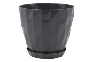 Вазон д/квітів Кристал 0,6л антрацит з підставкою Серінова