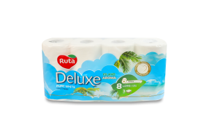 Папір туалетний 3-х шаровий 160 листів Island aroma Pure white Deluxe Golden line Ruta 8шт