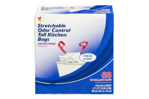 Ahold Tall Kitchen Bags Stretchable Odor Control Drawstring 13 Gallon Fresh Scent - 68 CT