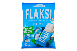 Цукерки з вафельними пластівцями Кокос Flaksi Roshen м/у 500г
