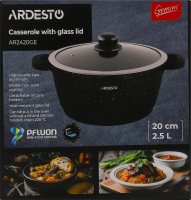 Каструля Gemini Anzio 2,5л чорний алюміній з скляною кришкою Ardesтo