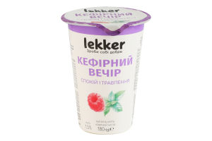 Напій кефірний 1,5% жиру з наповнювачем фруктовим "Малина-м'ята", ТМ "LEKKER"