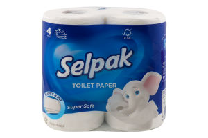 Папір туалетний 3-х шаровий Super Soft Selpak 4шт
