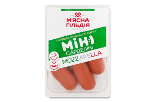 Сардельки с сыром Моцарелла Мини Сарделини М'ясна Гільдія в/с лоток 280г