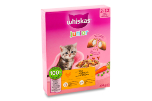 Корм сухой полнорационный для котят с курицей Junior Whiskas к/у 300г