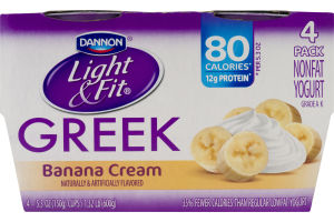 Dannon Light & Fit Greek Yogurt Banana Cream - 4 PK