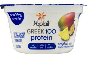 Yoplait Greek 100 Protein Fat Free Yogurt Tropical Fruit