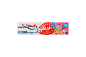 Паста зубная для детей 3-8лет с фтором клубничный вкус Splash Aquafresh 50мл