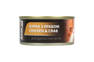 Корм д/котів з куркою та крабом 85г ж/б ЕнімАлл
