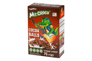 Сніданки сухі глазуровані цукровою глазур'ю Кульки з какао Mr. Croco к/у 75г