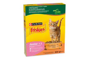 Корм сухий повнораціонний для кошенят з куркою, індичкою, молоком та овочами Junior Friskies к/у 300г