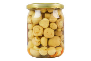 Шампиньоны целые маринованные стерилизованные с сахаром и подсластителем Metro Chef с/б 465г