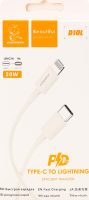 Кабель білий Type-C/Lightning PD 18W 1м D10L Denmen