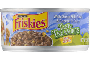 Purina Friskies Tasty Treasures Cat Food With Ocean Fish, Tuna & Cheese In Sauce