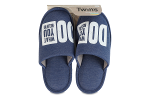Тапочки закрытые домашние мужские меланж с наклейкой PVC Twins Home Style №17280 40-45