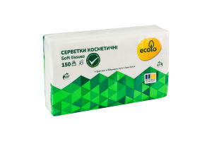 Серветки косметичні 2-х шарові 20х17.5см Ecolo 150шт