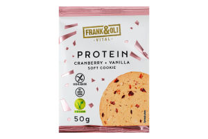 Печенье веганское белковое с арахисовой пастой, клюквой и ванилью Frank&Oli м/у 50г