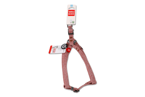 Шлея з QR паспортом коричнева відновлена бавовна світловідбиваюча пластиковий фастекс р.S 15мм L40-55см 03246 ВауДог Ре-коттон