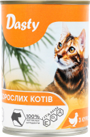 Корм д/котів з смаком птиці 415г ж/б Дасті