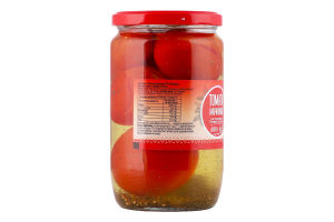 Томаты маринованные пастеризованные По-херсонски Хуторок 1с с/б 680г