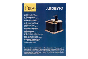 Набір д/ванної кімнати Minimalism чорний поліпропілен/бамбук 3предмети Ardesto