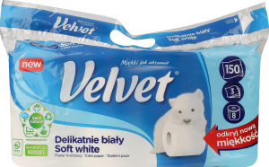 ПАПІР ТУАЛ 3-ШАР SOFTWHITE /8ШТ/ 1УП VELVET