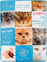 Корм д/котів Щаслива сімейка Рагу в соусі з куркою печінкою та овочами500г пауч Леопольд